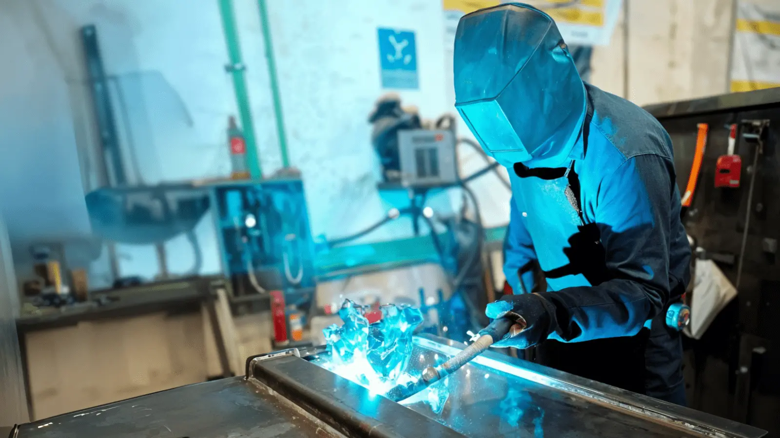 Técnico soldador fabricando transformador CIE